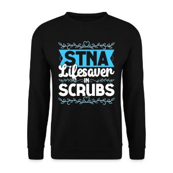 Pflegehelfer Pflegehelferin - Unisex Pullover - Schwarz - Vorne - Alina (178cm) & Michal (187cm)
