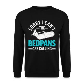 Geriatric Care Assistant Nursing Assistant Bedpan - Unisex Sweatshirt - black - Front - Alina (178cm) & Michal (187cm)