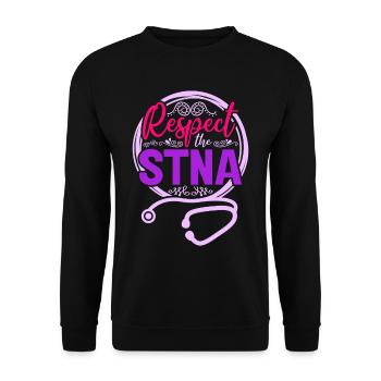 Geriatric Care Assistant Respect The STNA - Unisex Sweatshirt - black - Front - Alina (178cm) & Michal (187cm)