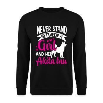 Fille et son Akita Inu Akita japonais - Sweat-shirt Unisexe - noir - Devant - Alina (178cm) & Michal (187cm)