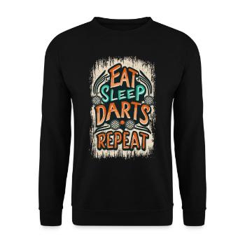 Eat Sleep Darts Repeat Dart Spruch - Unisex Pullover - Schwarz - Vorne - Alina (178cm) & Michal (187cm)