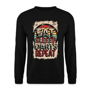 Eat Sleep Darts Repeat Dart Spruch - Unisex Pullover - Schwarz - Vorne - Alina (178cm) & Michal (187cm)