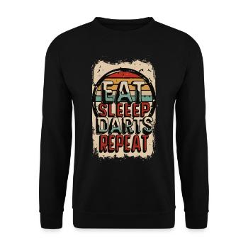 Eat Sleep Darts Repeat Dart Spruch - Unisex Pullover - Schwarz - Vorne - Alina (178cm) & Michal (187cm)