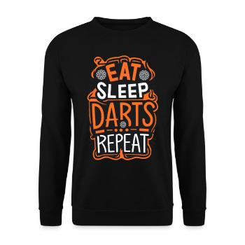 Dart Spruch Eat Sleep Darts Repeat - Unisex Pullover - Schwarz - Vorne - Alina (178cm) & Michal (187cm)