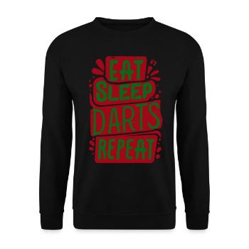Dart Spruch Eat Sleep Darts Repeat - Unisex Pullover - Schwarz - Vorne - Alina (178cm) & Michal (187cm)
