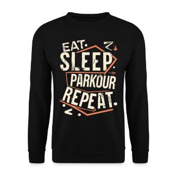 Manger Dormir Parkour Répéter le dicton sportif - Sweat-shirt Unisexe - noir - Devant - Alina (178cm) & Michal (187cm)