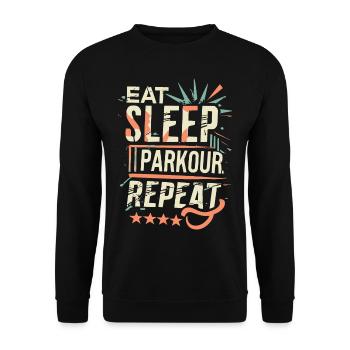 Manger Dormir Parkour Répéter le dicton sportif - Sweat-shirt Unisexe - noir - Devant - Alina (178cm) & Michal (187cm)