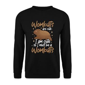 Ich bin ein Wombat Australien Beuteltier - Unisex Pullover - Schwarz - Vorne - Alina (178cm) & Michal (187cm)