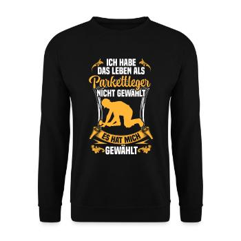 Leben als Parkettleger Bodenleger - Unisex Pullover - Schwarz - Vorne - Alina (178cm) & Michal (187cm)