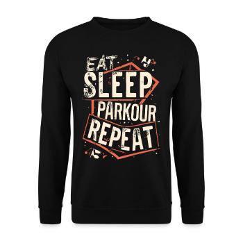 Manger Dormir Parkour Répéter le dicton sportif - Sweat-shirt Unisexe - noir - Devant - Alina (178cm) & Michal (187cm)