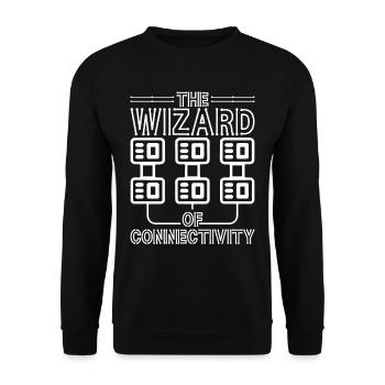 Netzwerkadministrator The Wizard Of Connectivity - Unisex Pullover - Schwarz - Vorne - Alina (178cm) & Michal (187cm)