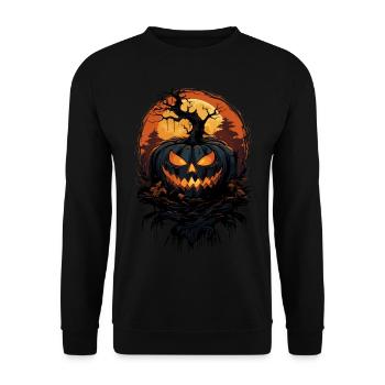 Spooky Halloween Pumpkin - Unisex Sweatshirt - black - Front - Alina (178cm) & Michal (187cm)