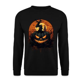 Spooky Halloween Pumpkin - Unisex Sweatshirt - black - Front - Alina (178cm) & Michal (187cm)