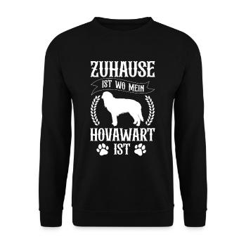 Hovawart ist mein Zuhause Derber Bauernhund - Unisex Pullover - Schwarz - Vorne - Alina (178cm) & Michal (187cm)