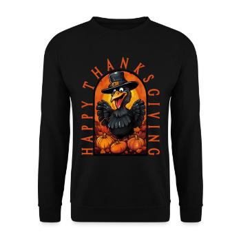 Turkey Happy Thanksgiving - Unisex Sweatshirt - black - Front - Alina (178cm) & Michal (187cm)