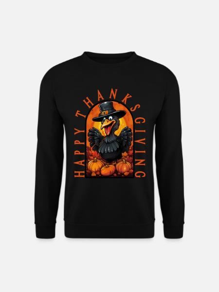 Turkey Happy Thanksgiving - Unisex Sweatshirt - black