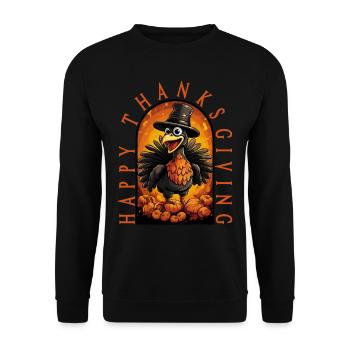 Turkey Happy Thanksgiving - Unisex Sweatshirt - black - Front - Alina (178cm) & Michal (187cm)