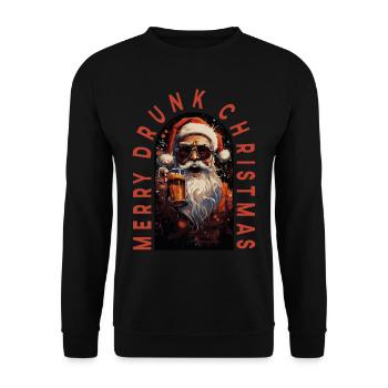 Merry Drunk Christmas Santa Claus Drinks Alk - Unisex Sweatshirt - black - Front - Alina (178cm) & Michal (187cm)