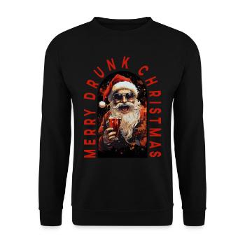 Merry Drunk Christmas Santa Claus Drinks Alk - Unisex Sweatshirt - black - Front - Alina (178cm) & Michal (187cm)