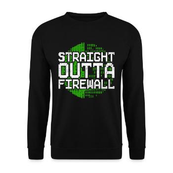 Programmierer Straight Outta Firewall - Unisex Pullover - Schwarz - Vorne - Alina (178cm) & Michal (187cm)