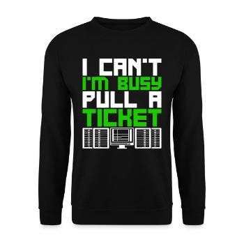 Netzwerkadministrator Pull A Ticket - Unisex Pullover - Schwarz - Vorne - Alina (178cm) & Michal (187cm)