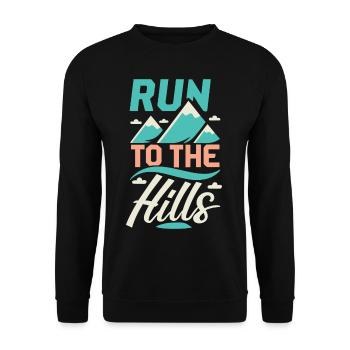 Run to the Hills Saying Runner Runner Jogger - Unisex Sweatshirt - black - Front - Alina (178cm) & Michal (187cm)