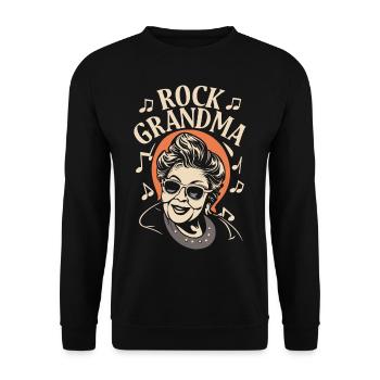 Rock Grand-mère Grand-mère Grand-mère Mamie mélomane - Sweat-shirt Unisexe - noir - Devant - Alina (178cm) & Michal (187cm)