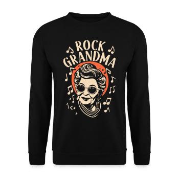 Rock Grand-mère Grand-mère Grand-mère Mamie mélomane - Sweat-shirt Unisexe - noir - Devant - Alina (178cm) & Michal (187cm)