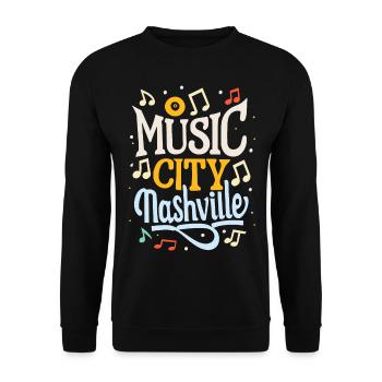 Music City Nashville Tennessee Musiker Geschenk - Unisex Pullover - Schwarz - Vorne - Alina (178cm) & Michal (187cm)