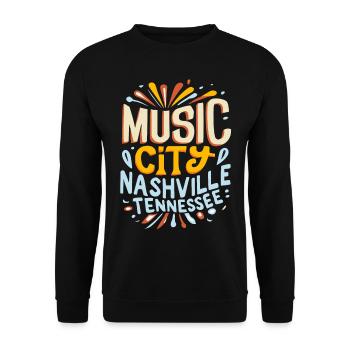 Music City Nashville Tennessee Musiker Geschenk - Unisex Pullover - Schwarz - Vorne - Alina (178cm) & Michal (187cm)
