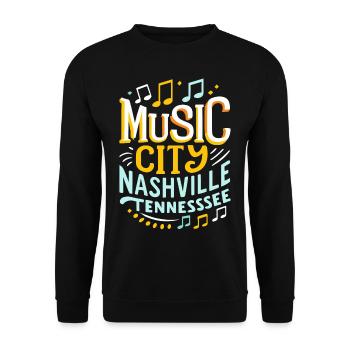 Music City Nashville Tennessee Musiker Geschenk - Unisex Pullover - Schwarz - Vorne - Alina (178cm) & Michal (187cm)