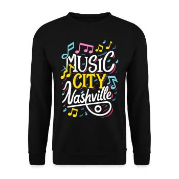 Music City Nashville Tennessee Musiker Geschenk - Unisex Pullover - Schwarz - Vorne - Alina (178cm) & Michal (187cm)