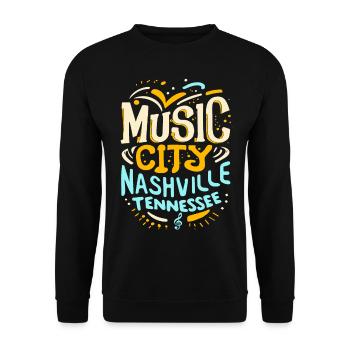 Music City Nashville Tennessee Musiker Geschenk - Unisex Pullover - Schwarz - Vorne - Alina (178cm) & Michal (187cm)