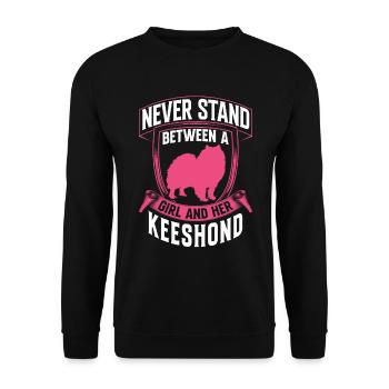 Mädchen und ihr Wolfsspitz Deutscher Spitz - Unisex Pullover - Schwarz - Vorne - Alina (178cm) & Michal (187cm)