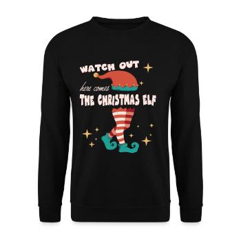 hier kommen die passenden Weihnachtselfen-Feiertagssets - Unisex Pullover - Schwarz - Vorne - Alina (178cm) & Michal (187cm)