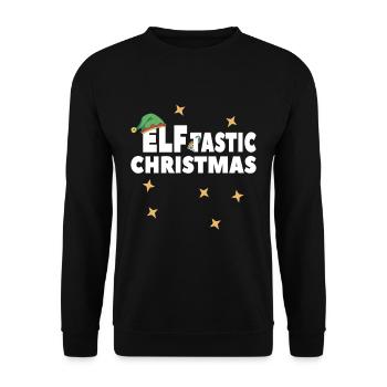 Weihnachtselfen-Familien-Pyjama passender Feiertag - Unisex Pullover - Schwarz - Vorne - Alina (178cm) & Michal (187cm)