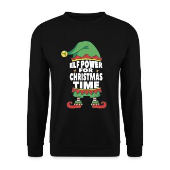 Christmas Family Pajama Matching Holiday Elf power - Unisex Sweatshirt - black - Front - Alina (178cm) & Michal (187cm)