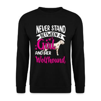 Girl and her Irish Wolfhound Wolfhound - Unisex Sweatshirt - black - Front - Alina (178cm) & Michal (187cm)