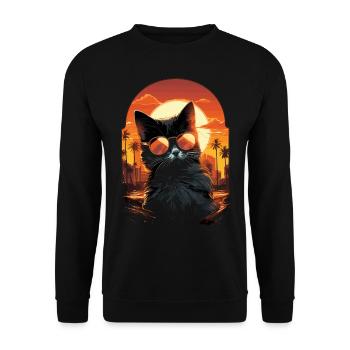 Süßes Katzenbaby mit Sonnenbrille - Unisex Pullover - Schwarz - Vorne - Alina (178cm) & Michal (187cm)