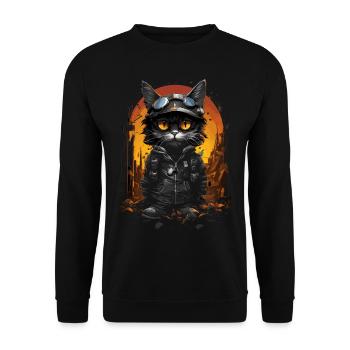 Süßes Katzenbaby mit Sonnenbrille - Unisex Pullover - Schwarz - Vorne - Alina (178cm) & Michal (187cm)