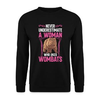 Woman Loving Wombat Australia Marsupial - Unisex Sweatshirt - black - Front - Alina (178cm) & Michal (187cm)