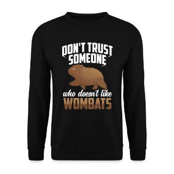 Wombat nicht mögen Australien Beuteltier - Unisex Pullover - Schwarz - Vorne - Alina (178cm) & Michal (187cm)
