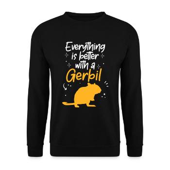 Everything is better with gerbil rodent Gerbil - Unisex Sweatshirt - black - Front - Alina (178cm) & Michal (187cm)