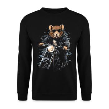 Rat cool sur une moto - Sweat-shirt Unisexe - noir - Devant - Alina (178cm) & Michal (187cm)