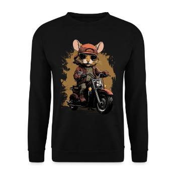 Rat cool sur une moto - Sweat-shirt Unisexe - noir - Devant - Alina (178cm) & Michal (187cm)