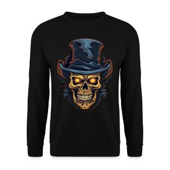 Colorful Abstract Skull with Top Hat - Unisex Sweatshirt - black - Front - Alina (178cm) & Michal (187cm)