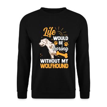 Ce serait ennuyeux sans Irish Wolfhound Wolfhound - Sweat-shirt Unisexe - noir - Devant - Alina (178cm) & Michal (187cm)