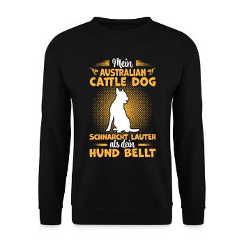 Australian Cattle Dog schnarcht lauter - Unisex Pullover - Schwarz - Vorne - Alina (178cm) & Michal (187cm)