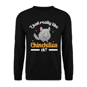 Ich mag Chinchillas Nagetier Wollmaus - Unisex Pullover - Schwarz - Vorne - Alina (178cm) & Michal (187cm)