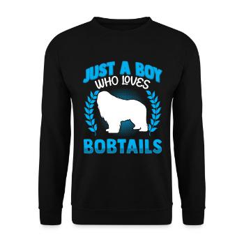 Garçon qui aime Bobtail vieux berger anglais - Sweat-shirt Unisexe - noir - Devant - Alina (178cm) & Michal (187cm)